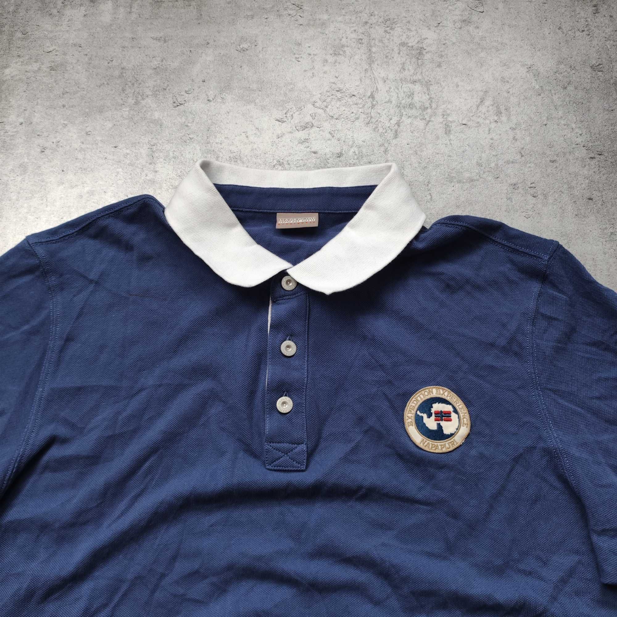 MĘSKA Koszulka Polo Elegancka PREMIUM Granatowa Haft Logo Napapijri