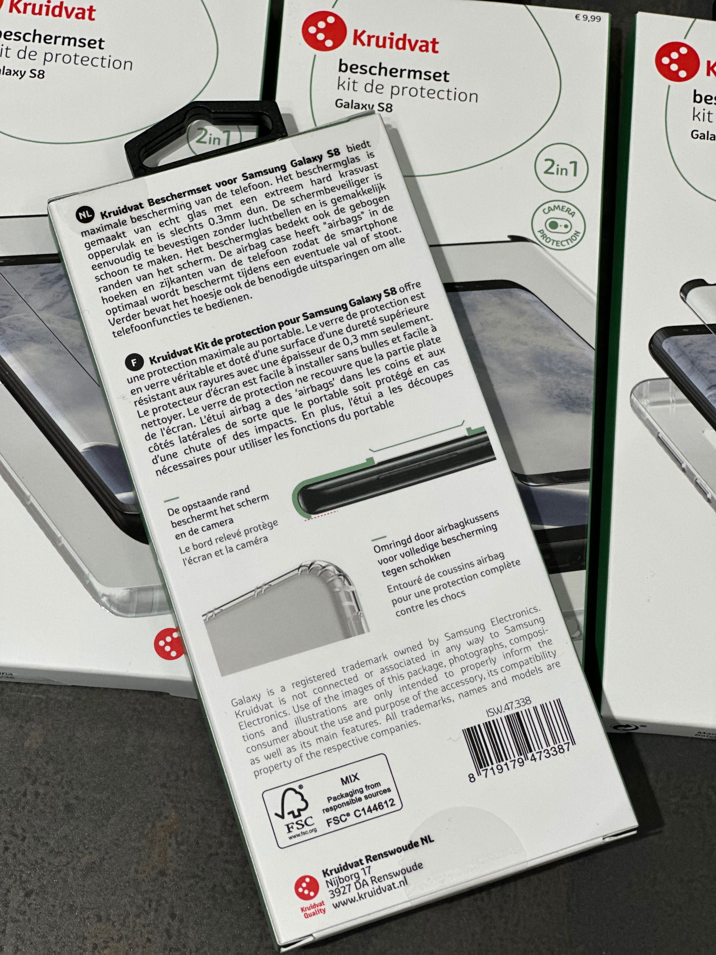 Zestaw 4 x szybka i bezbarwny case na telefon GalaxyS8 nowy nieużywany