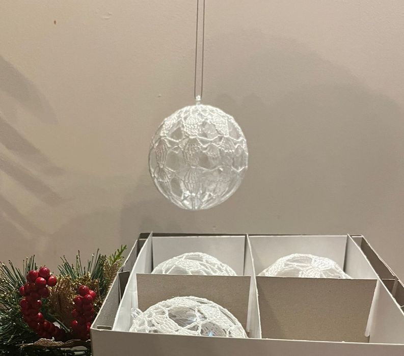Bombki na choinkę 8 cm własnoręcznie wyszydełkowane