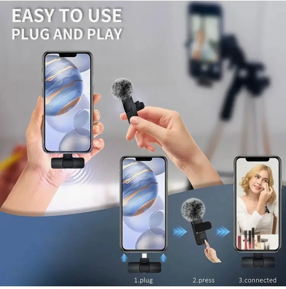 Bezprzewodowy mini Mikrofon  nagrywaj na FB, TikTok, Wtyczka IPhone!