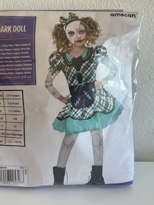 Disfarce menina Dark Doll 12/14 anos Novo