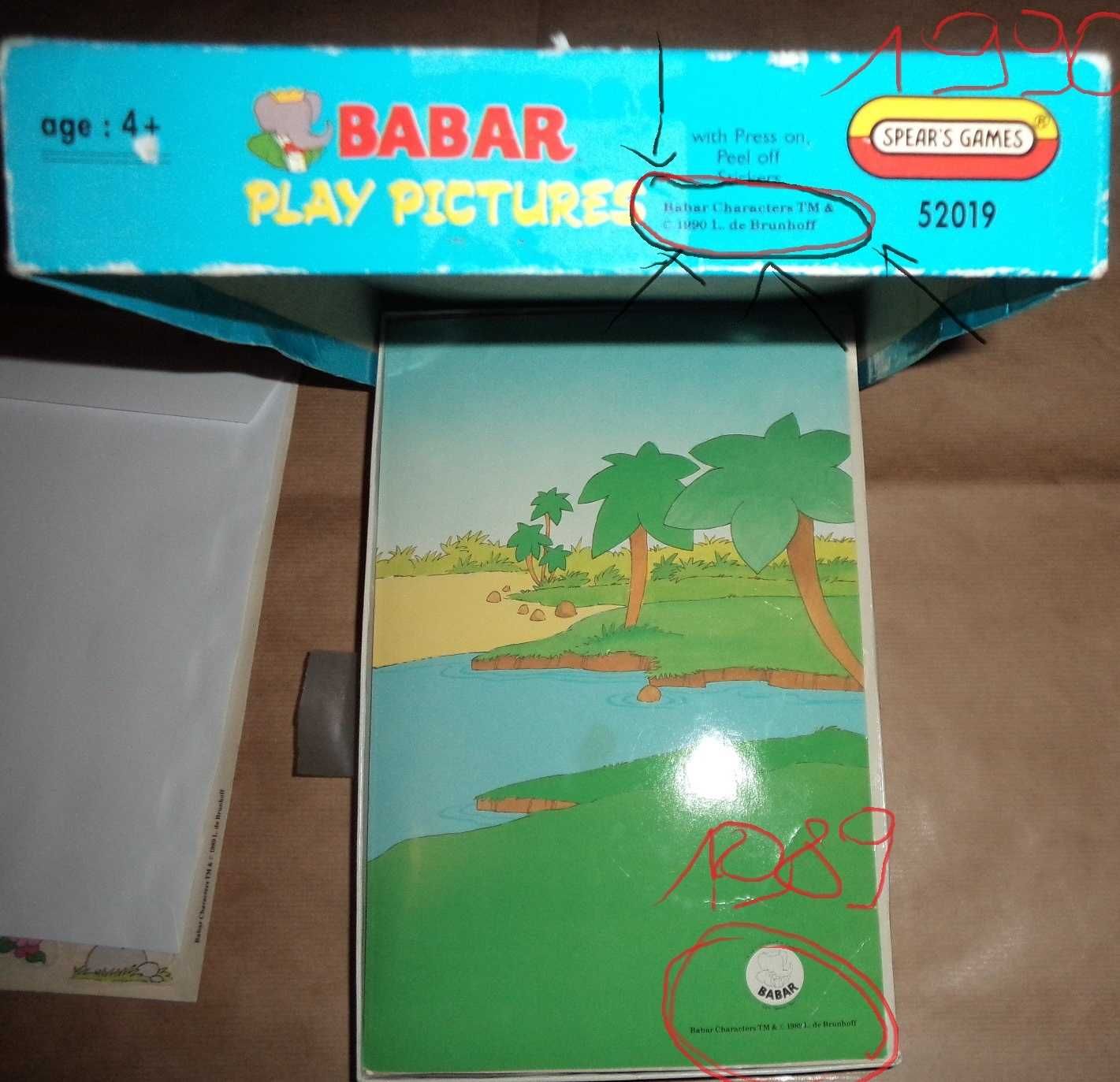 słoń Babar Play Pictures Spear`s game 1990, retro