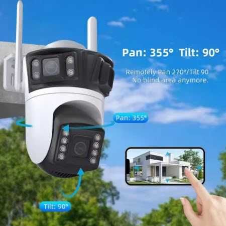 Уличная IP WIFI Камера видеонаблюдение Besder 12МП три объектива iCSee