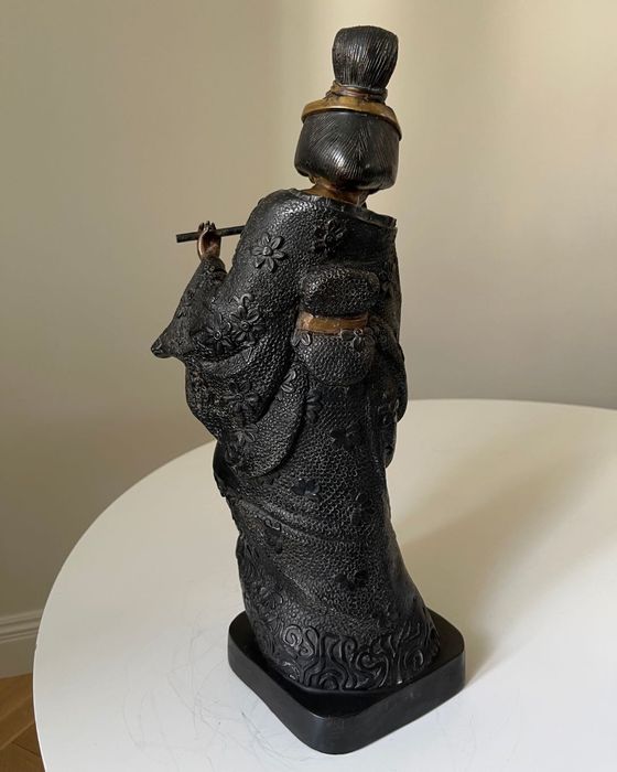 Geisha 43cm Polichromowany Brąz Vintage Rzeźba