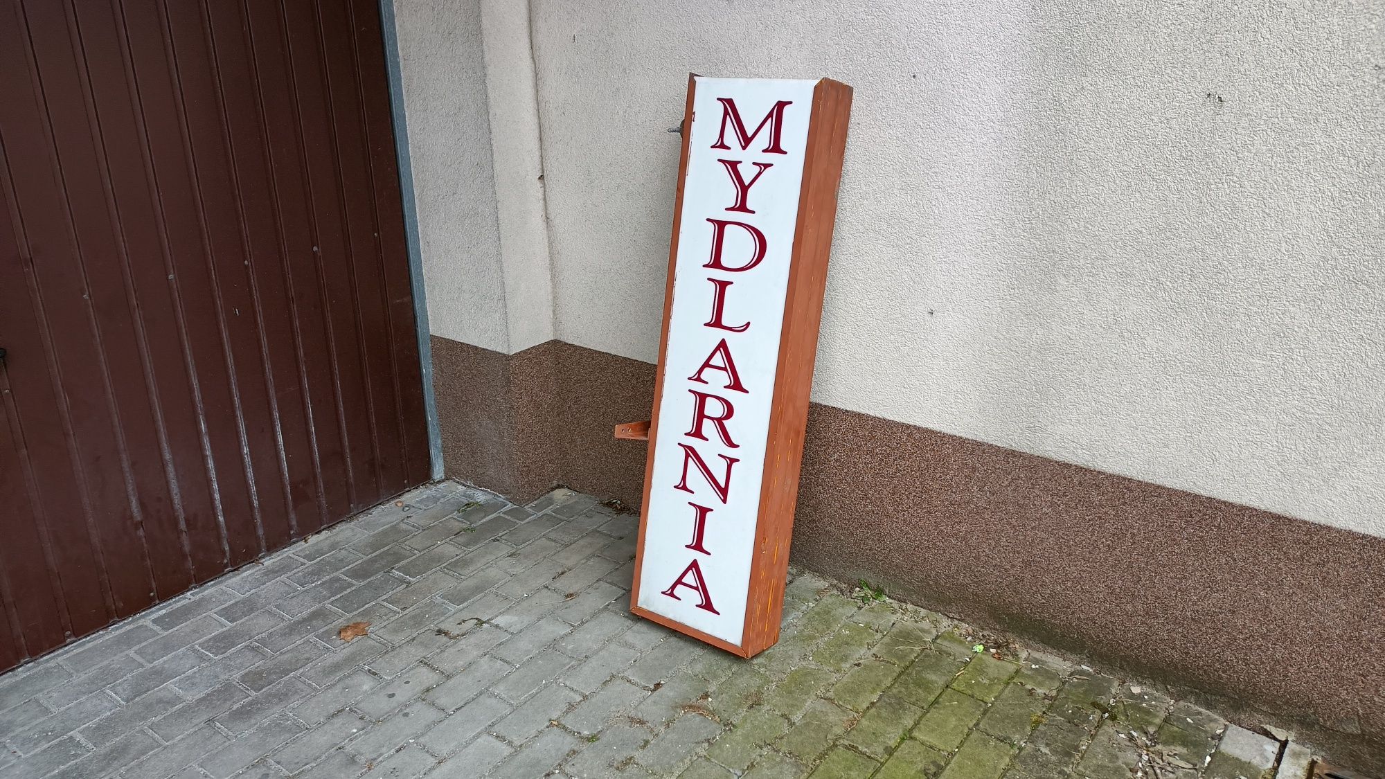 Stary Szyld Reklama podświetlana Mydlarnia Duży neon baner PRL