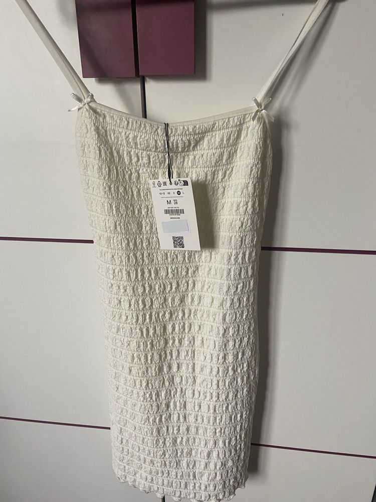 Biała sukienka z kokardkami Bershka M Viral Coquette Hit Nowa