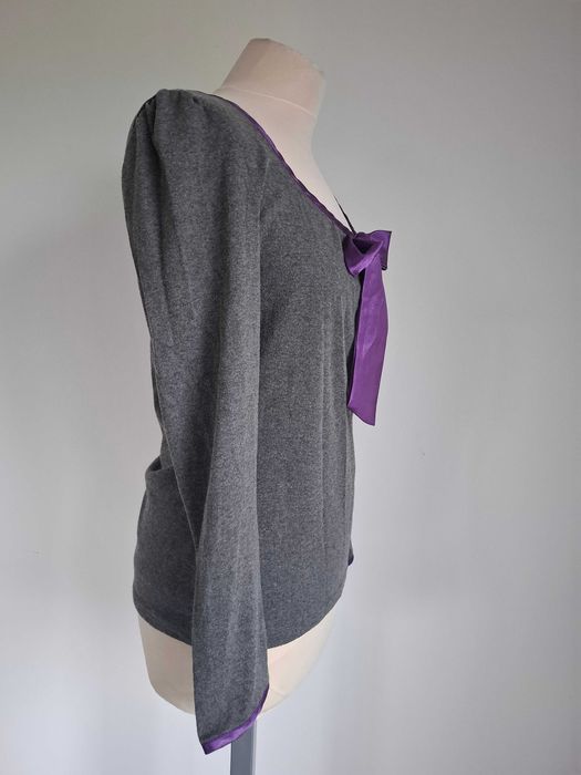 Damska góra piżamy Italian Fashion L fioletowa kokarda długi rękaw