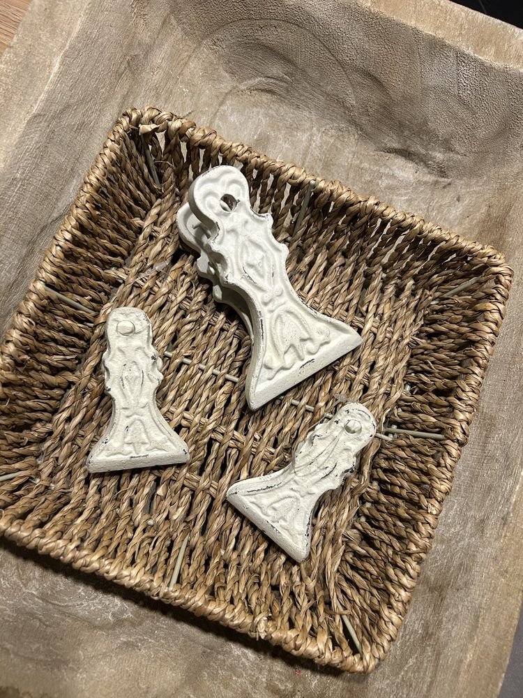 Klips VINTAGE biurowy 3szt. żeliwny z przetarciami shabby chic