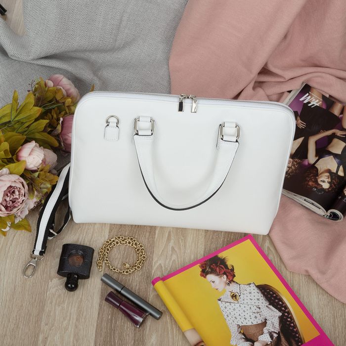 VERA PELLE torebka skórzana teczka A4 torba na laptopa V537 biała