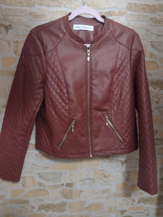 (42/XL) Ekskluzywna, skórzana, francuska kurtka ramoneska/ jak NOWA