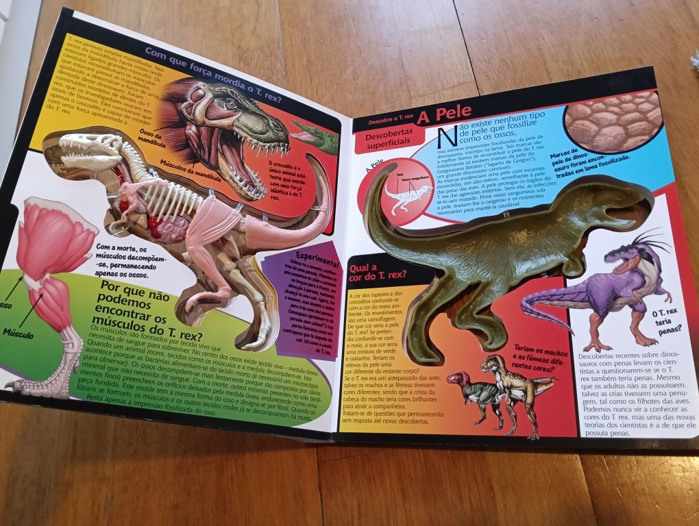 Livro "Descobre o T-Rex" tridimensional 3D