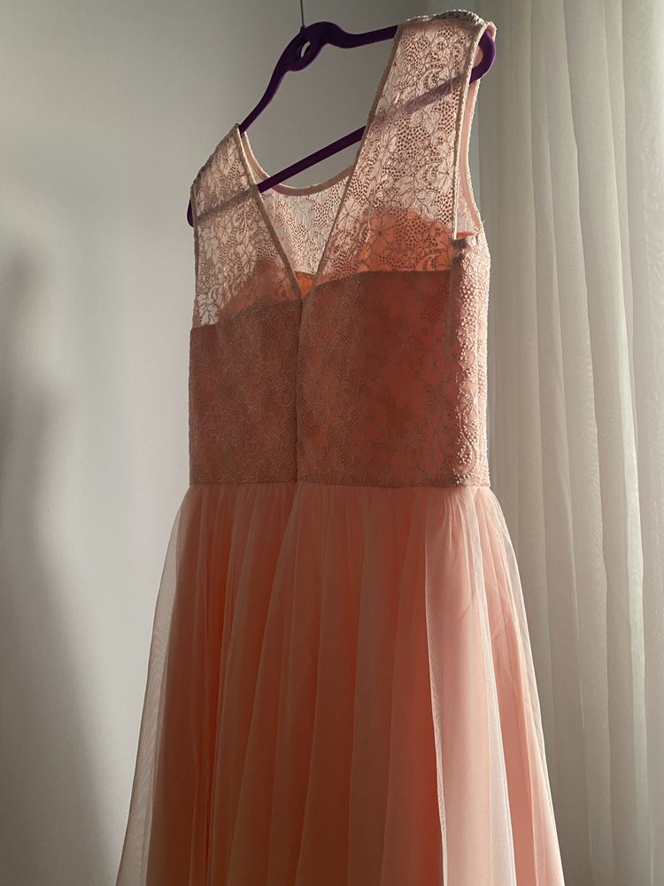 Śliczna sukienka Infinity XL pudrowy róż wieczorowa wesele koktajlowa