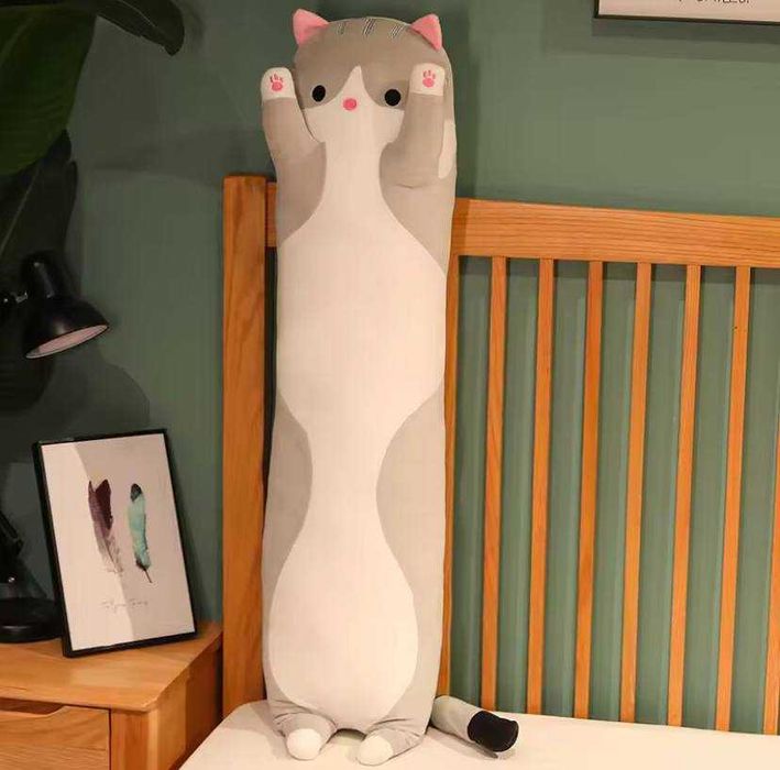 Плюшевий Кіт батон для обіймів 80 см, Іграшка-подушка Кіт Батон 80 см