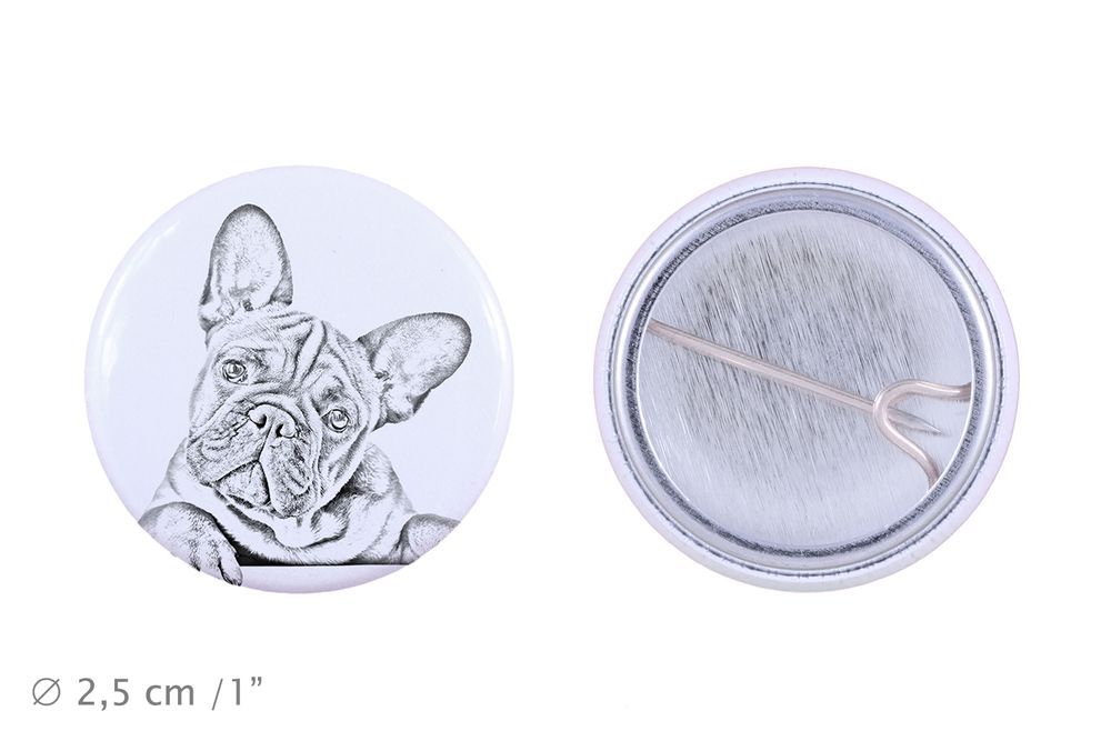 Buldog francuski przypinka z psem mała Art-Dog