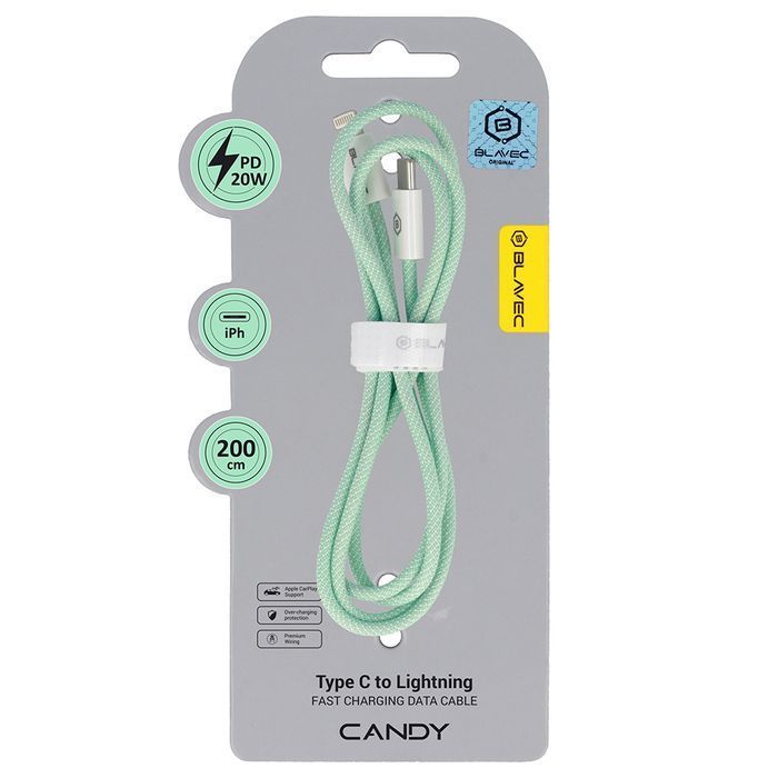 Blavec Kabel Candy Typ C na Lightning PD 20W 2m zielony