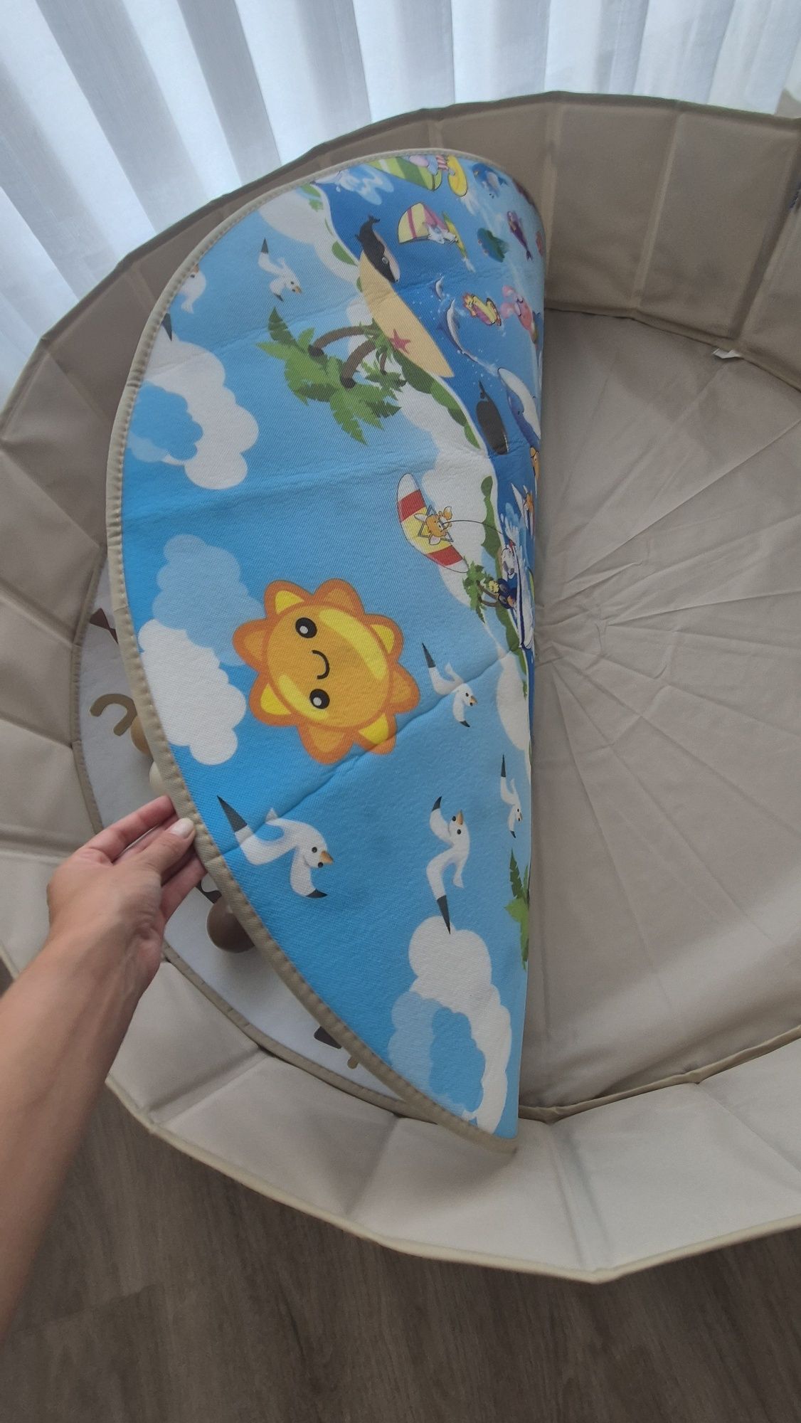 Ubaby - Piscina de bolas para bebés com tapete bege