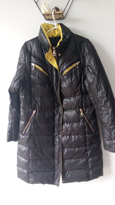 Czarno żółty pikowany płaszcz kurtka RESERVED CASUAL 42/44