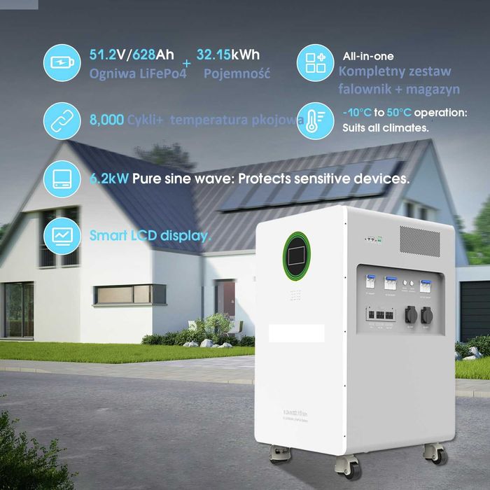 Magazyn Energii 32kw Falownik 6kw domowy zestaw