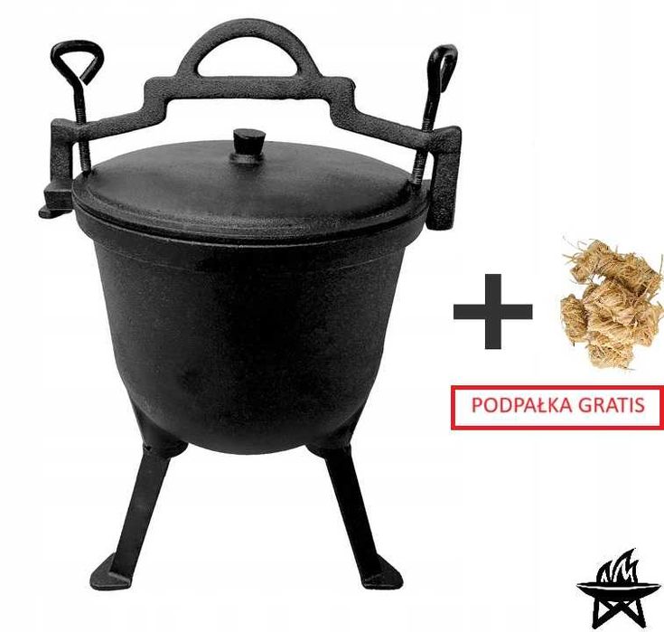 Kociołek Żeliwny 8L NA PREZENT na ognisko grill palenisko + GRATIS