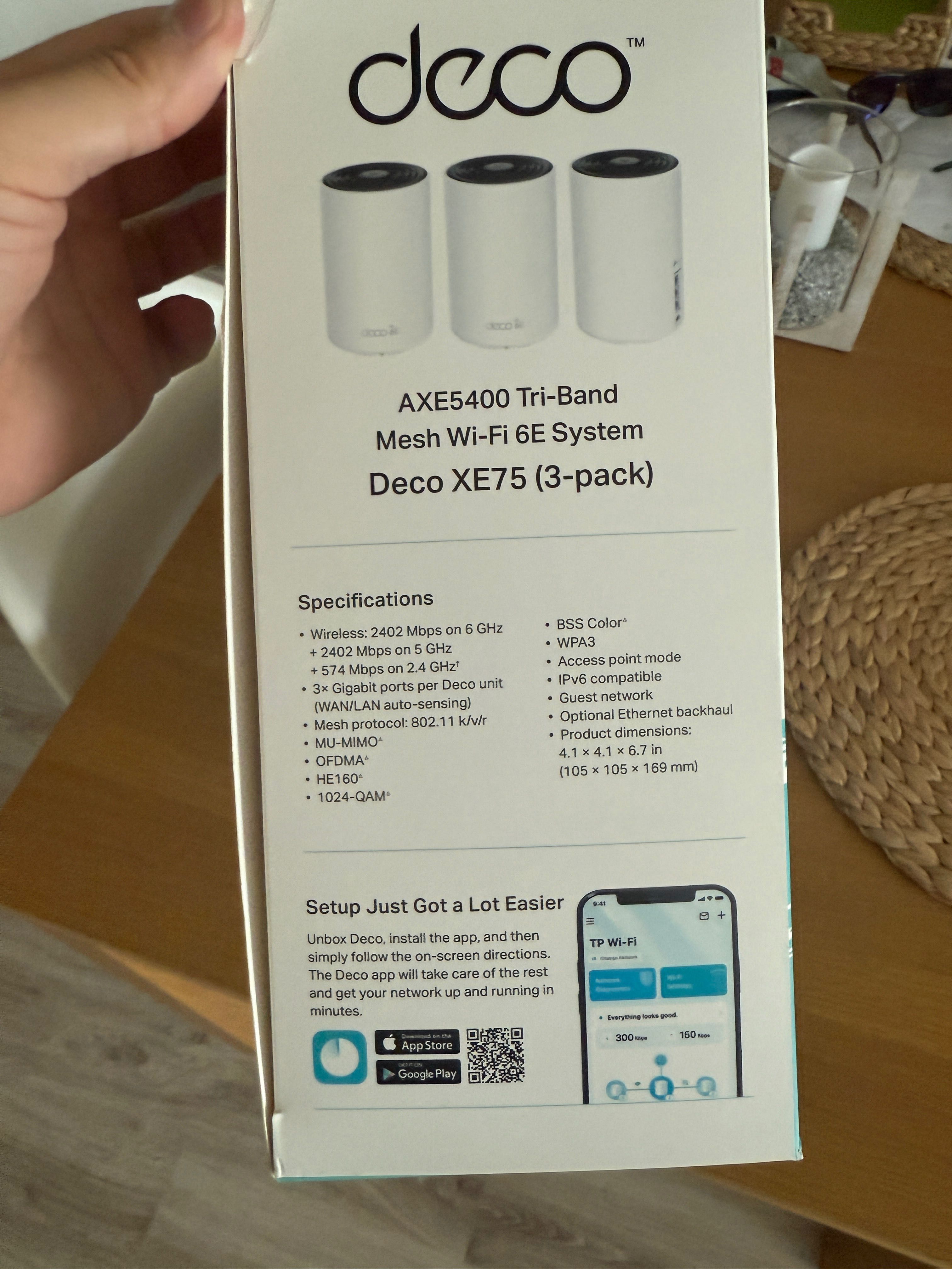 Router TP-LINK Deco XE75 2.4 / 5 / 6 GHz , Wi-Fi Mesh 3 szt. Gwarancja