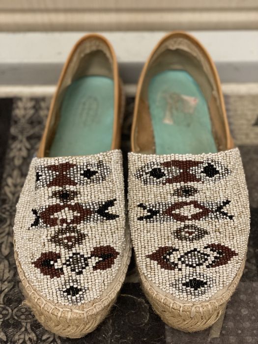 Мокасины кожа - бисер, новое состояние!