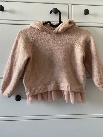Zara sweterek z tiulem 2-3 latka 98 rozowy