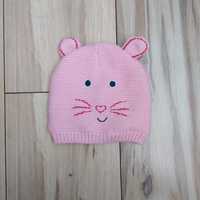 Różowa czapka kotek dla dziewczynki