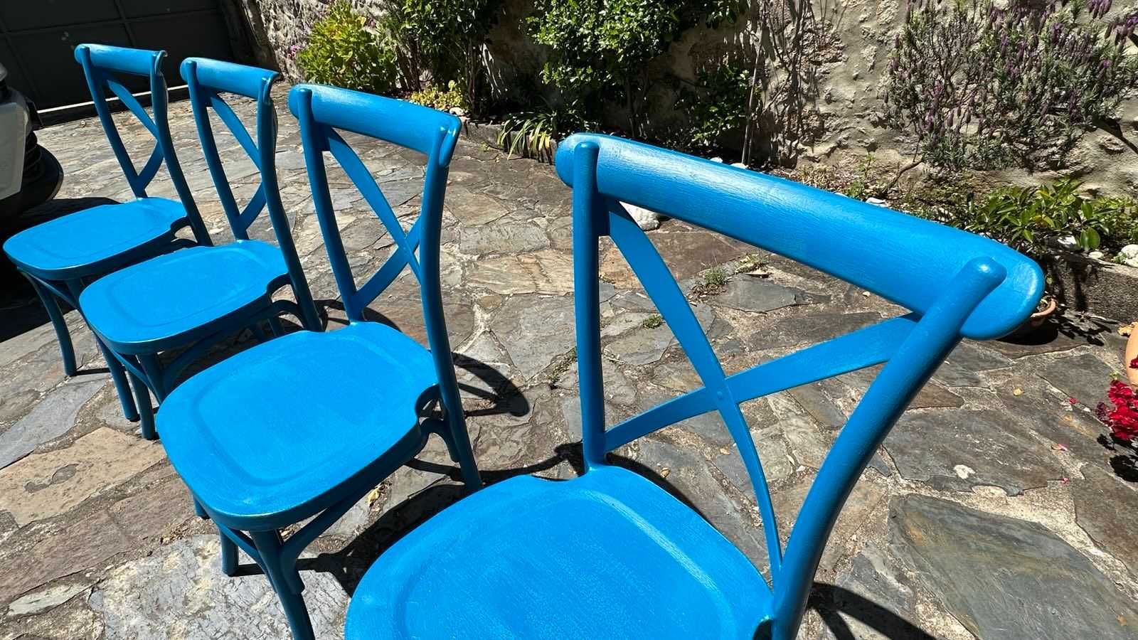 Cadeiras exteior pvc azul