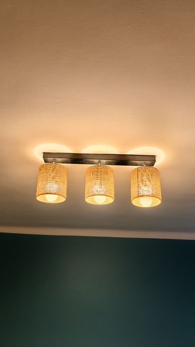 Lampa sufitowa Jute trzy klosze tekstylne