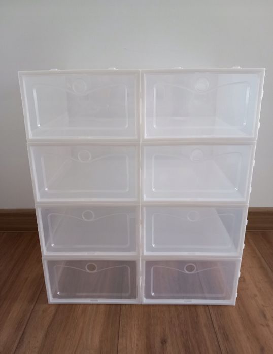 Biała szafka na buty regał z 20 organizerami z klapką