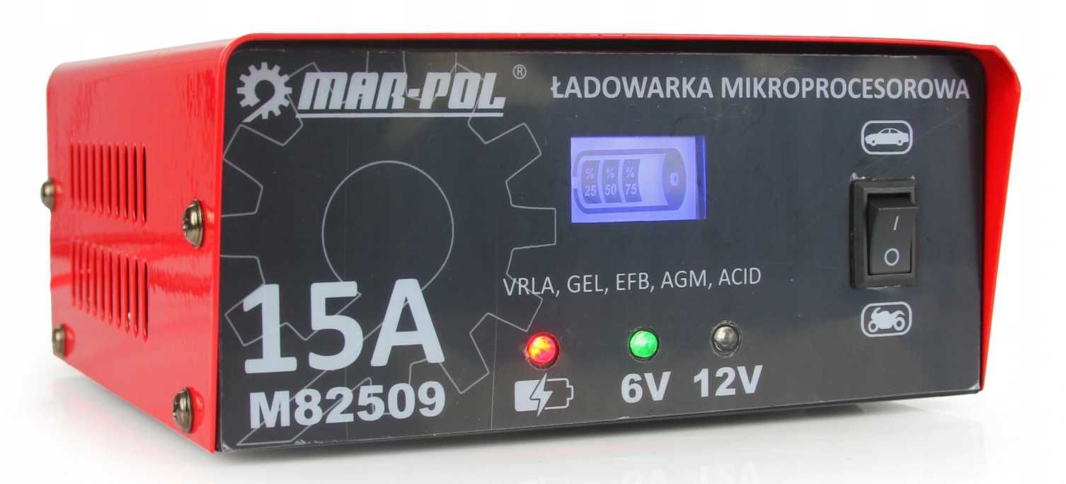 Prostownik MIKROPROCESOROWY Akumulatorowy 6V / 12V 15A