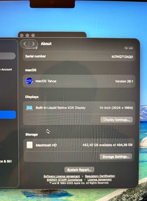 Macbook pro M1 pro 14" - 16GB RAM, 512GB ram
