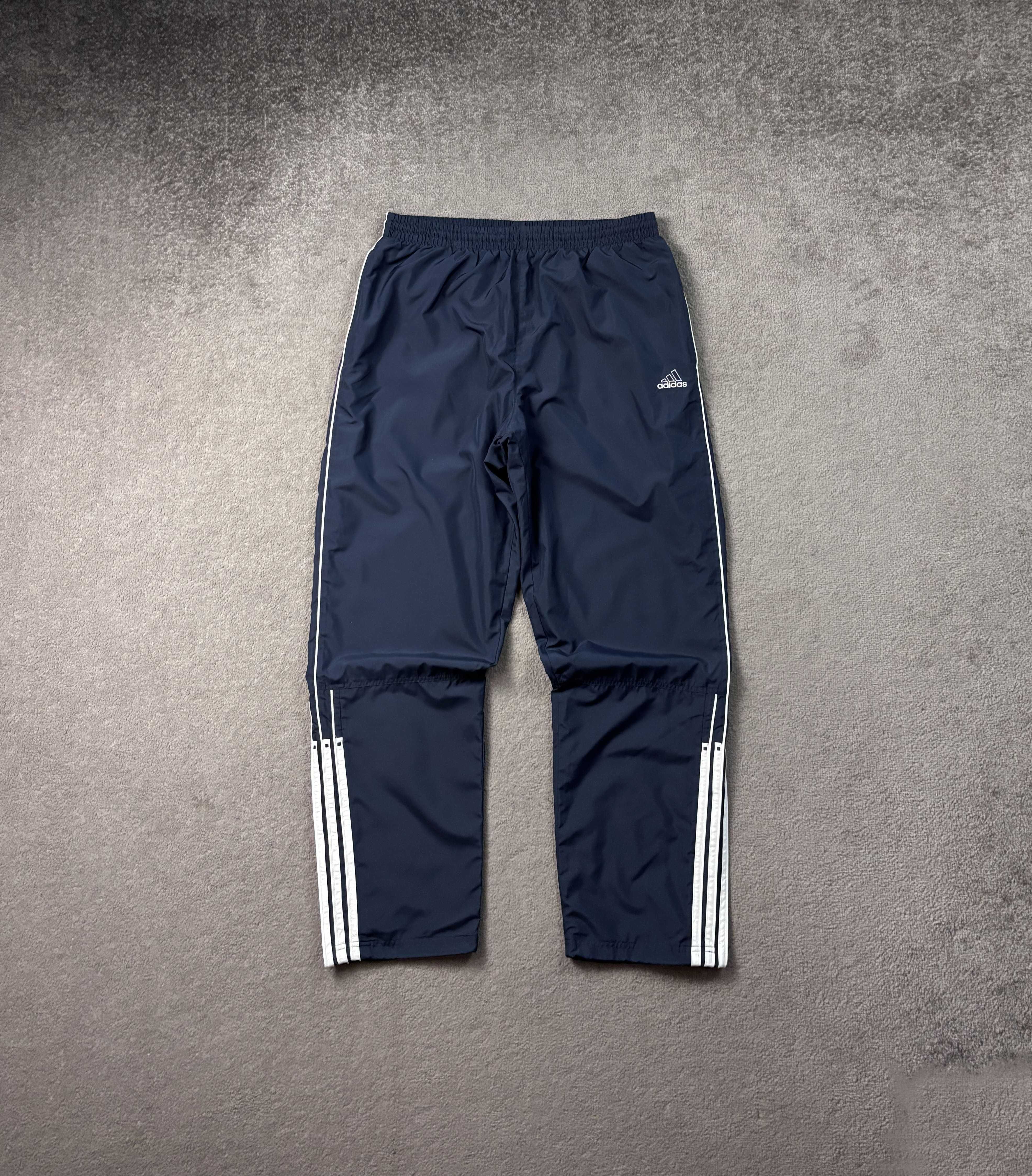 Spodnie Dresy Adidas L Granatowe Vintage Szelest Ściągacze