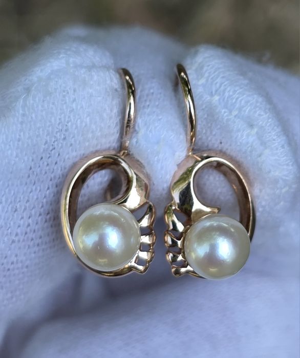 Золотые серьги с жемчугом ссср Золоті сережки з перлинами Срср