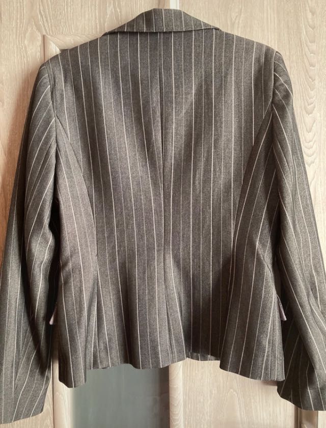 Żakiet szary w paski, elegancki, retro, vintage