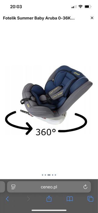 Fotelik Summer Baby 0-36kg obrotowy