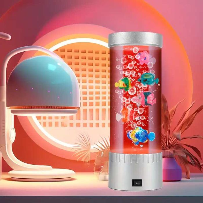 Ночник Аквариум с плавающими рыбками» Bubble Lamp, 7 цветов RGB