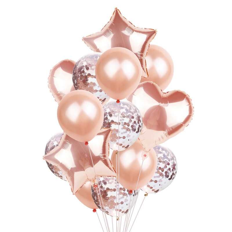 Balony urodzinowe - Zestaw - Różowe złoto - 18" (45,7cm)
