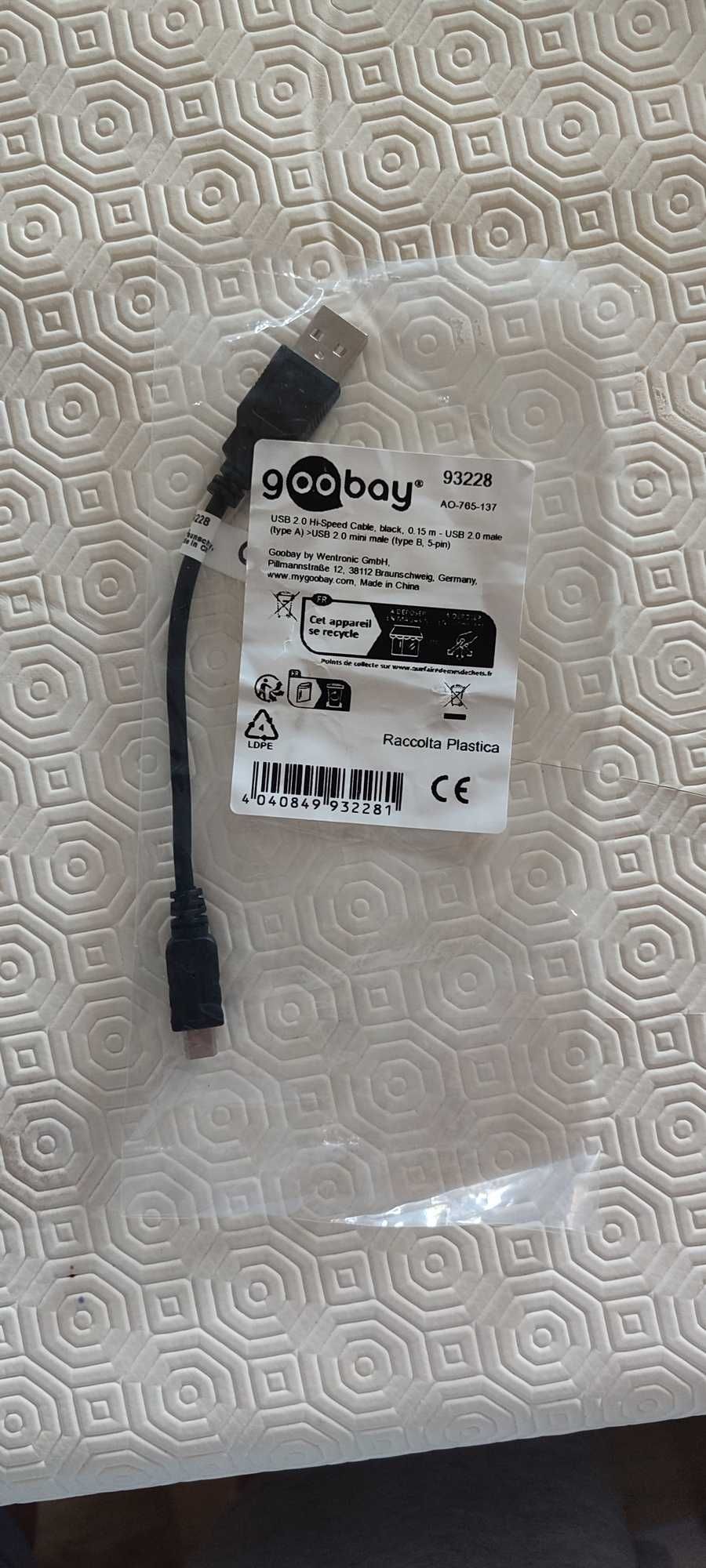 Cabo USB A Macho -> mini USB