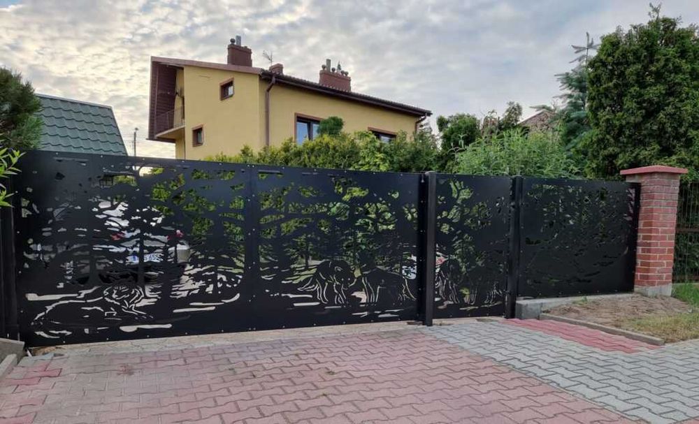 Ogrodzenie panelowe zwierzęta -wilki-bramy ozdobne-panele metalowe CNC
