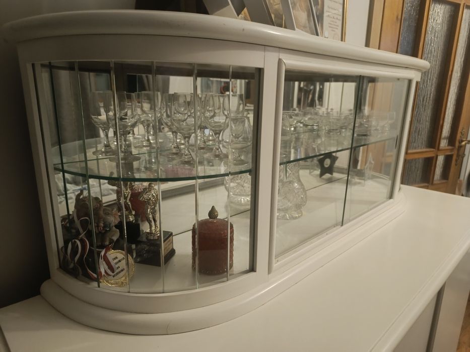 Komoda, kredens z nadstawka biały lata 60