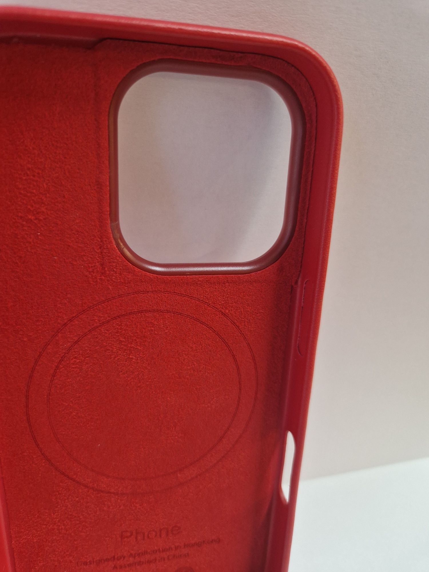 MagSafe Leather Case Iphone 16 Pro Czerwony + szkło 9h