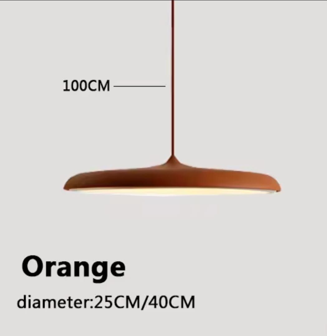 "Candeeiro Suspenso Nórdico Laranja – Design Minimalista, 40CM"