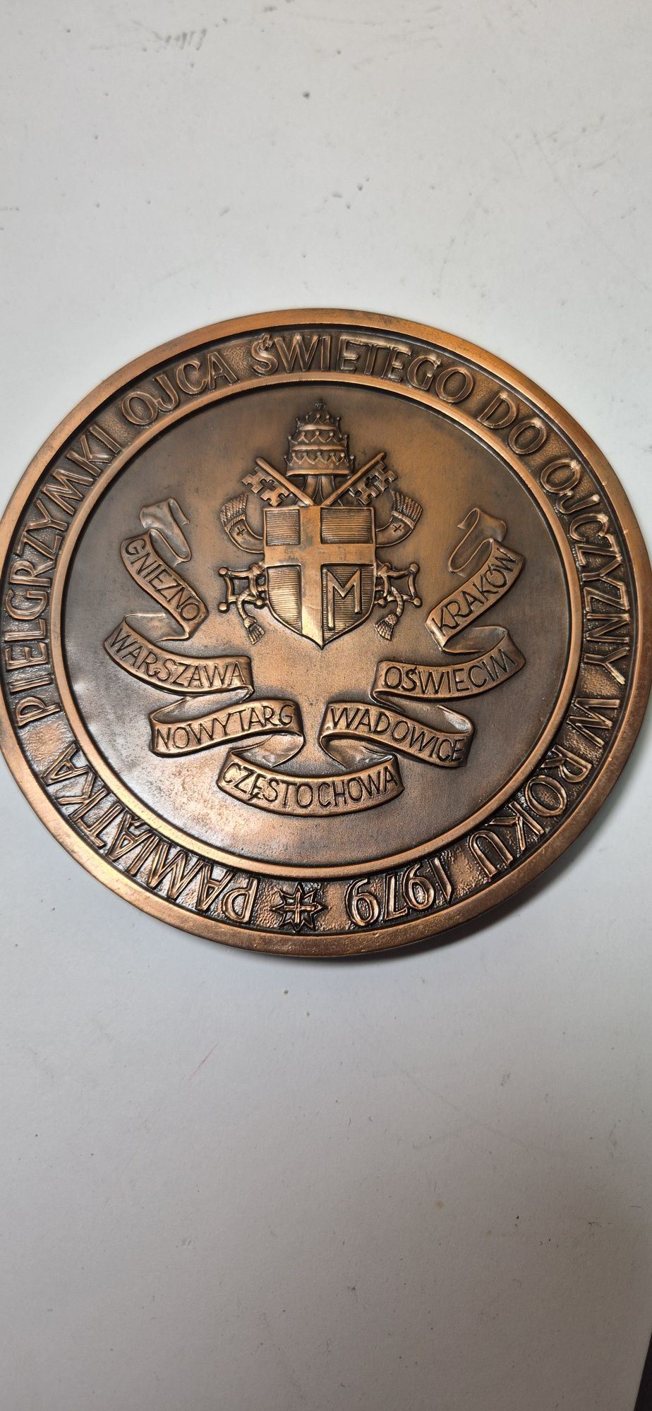 Miedziany medal pamiątka 1 z 10 z pielgrzymki Jan Paweł II 1979 unikat
