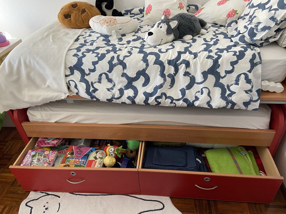 Cama individual dupla + 2 gavetas