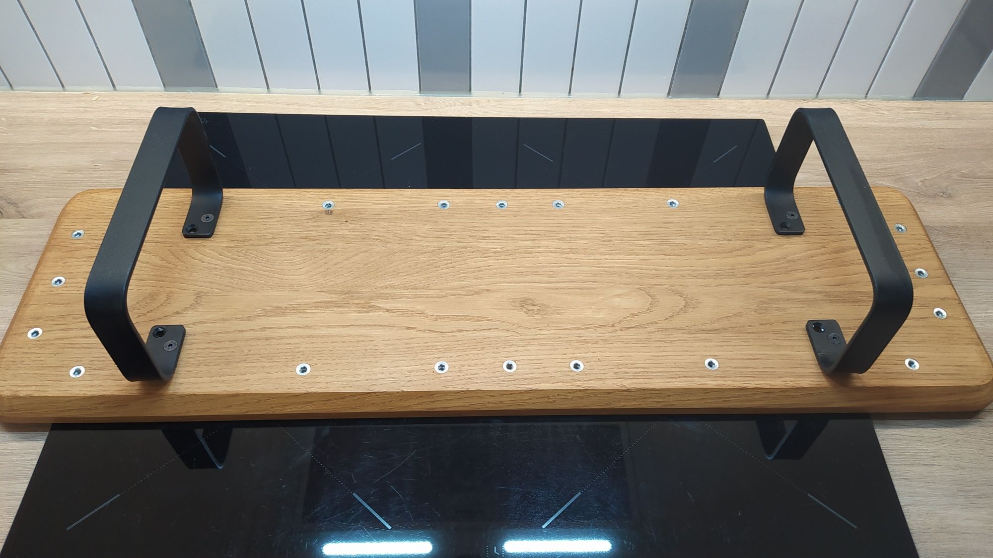 Podstawka na monitor z deski dębowej / Oak wood monitor stand