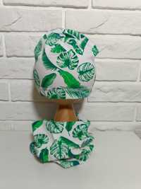 BEXA czapka+komin LISTKI green roz.53cm