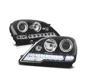 FARÓIS FRONTAIS LUZ DIURNA E PROJETOR PARA MERCEDES ML W164. 08-11. FUNDO PRETO