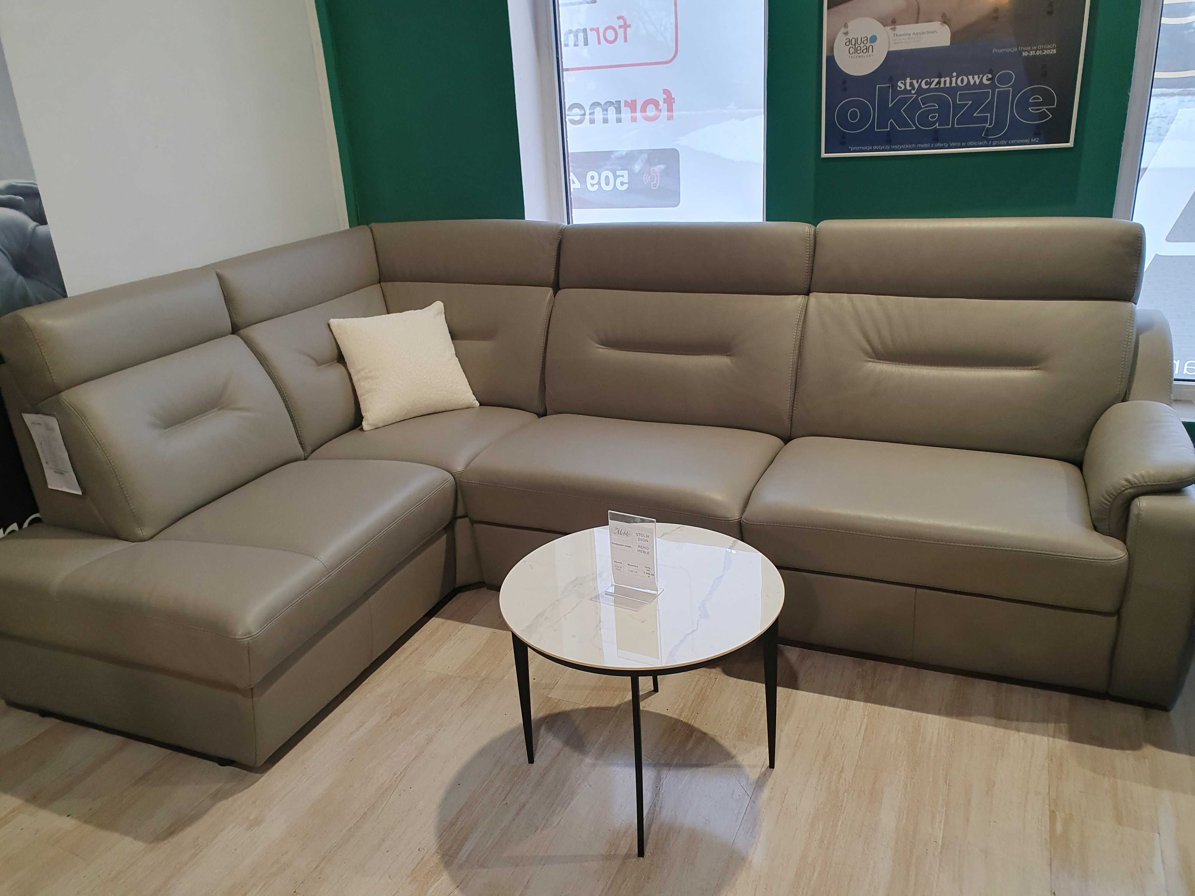 PAPAVERO NAROŻNIK z funkcją spania skórzany-VERO Promocja 20%