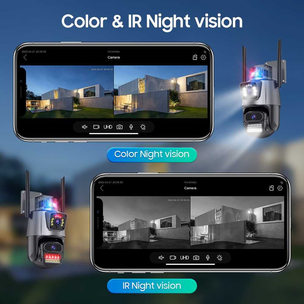 Kamera IP 8MP Dual Lens ULTRAHD WIFI PTZ podgląd na telefon MONITORING